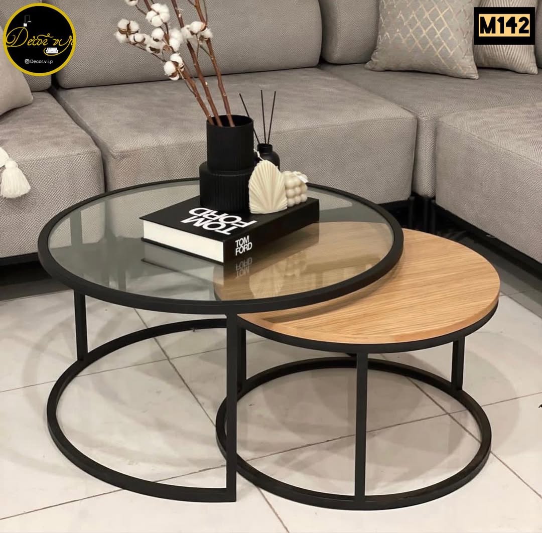 میز جلومبلی دو تیکه پایه فلزی کد M142 دکور وی آی پی