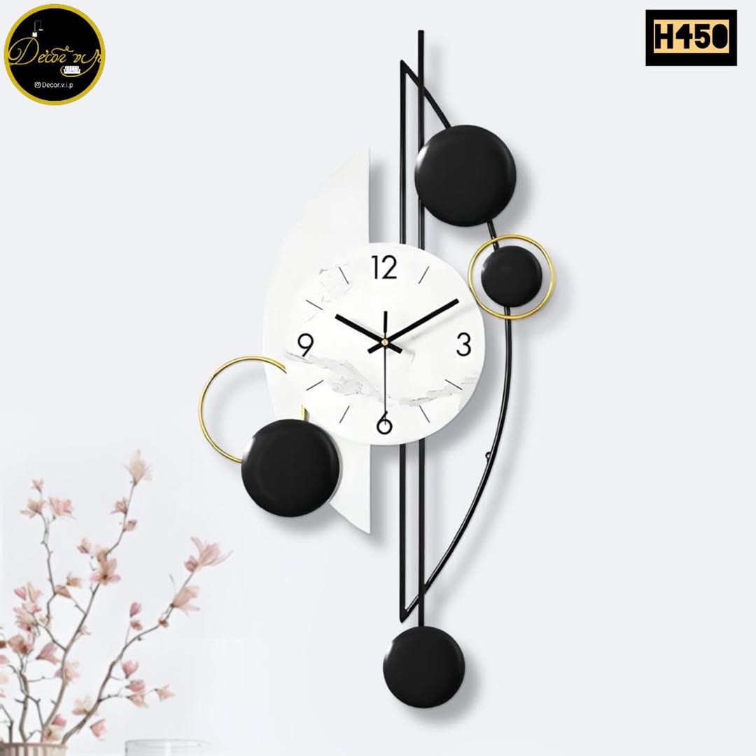 ساعت دیواری مدرن کد H450 با موتور آرام گرد دکور وی آی پی