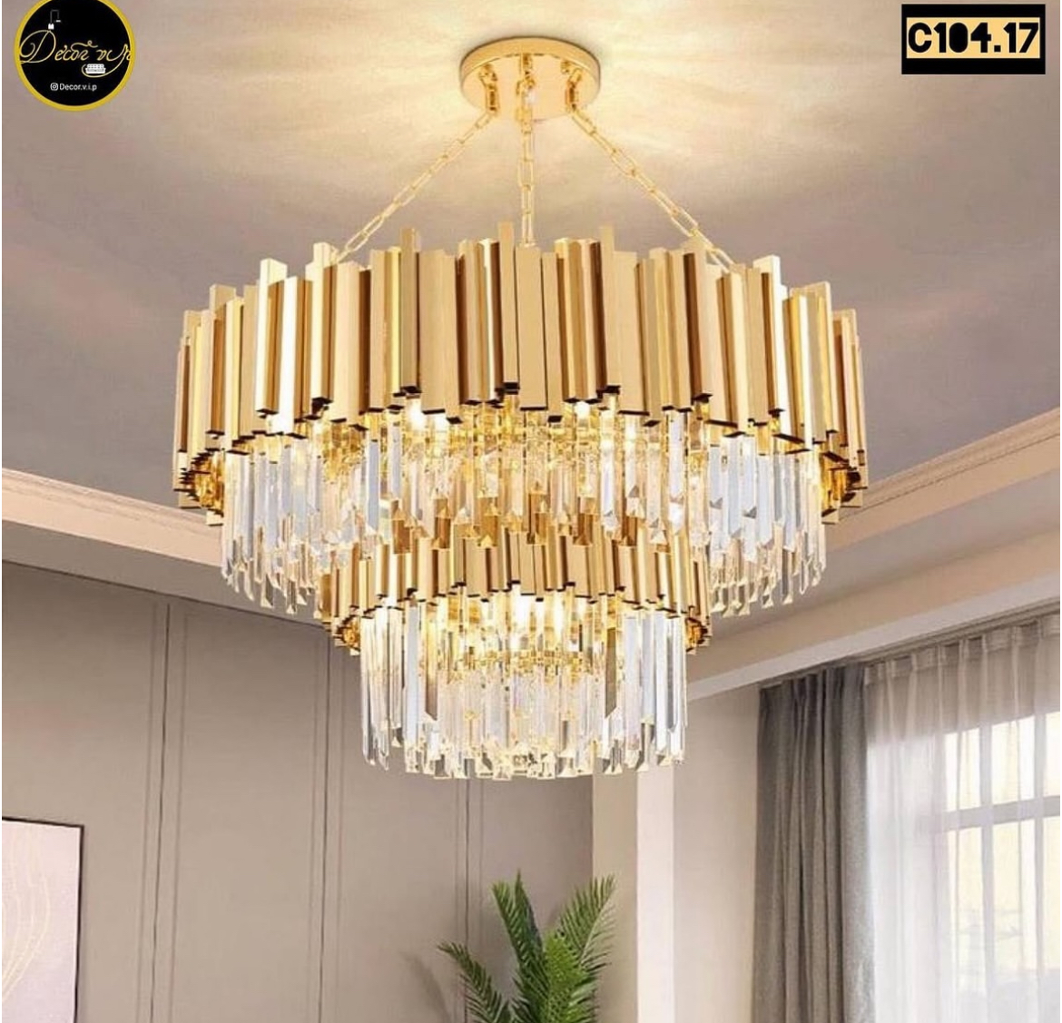 لوستر کریستالی مجلل مناسب برای پذیرایی و محل کار کد C126