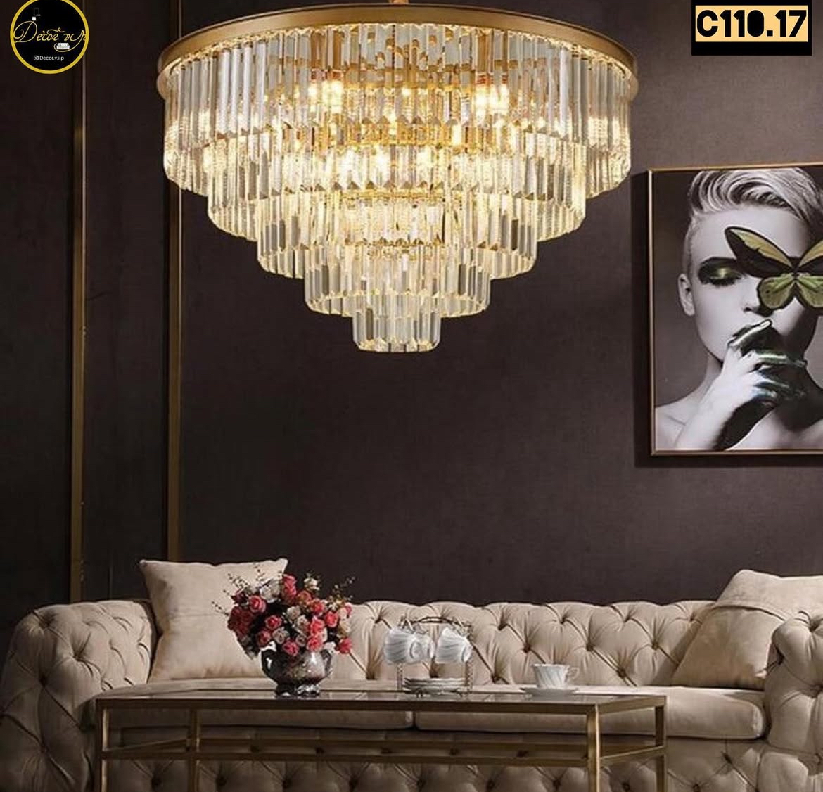 لوستر کریستالی مجلل مناسب پذیرایی و محل کار کد C110