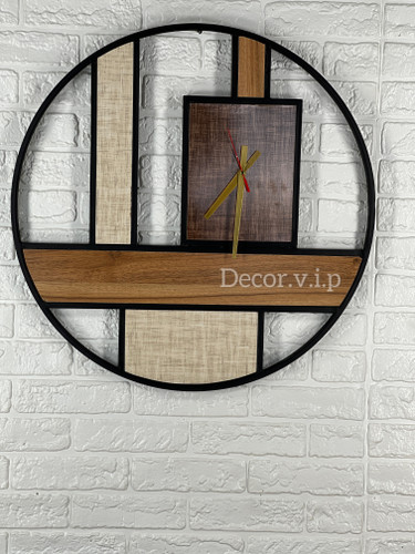 ساعت دیواری ترکیب چوب و فلز قطر ۶۰ سانت