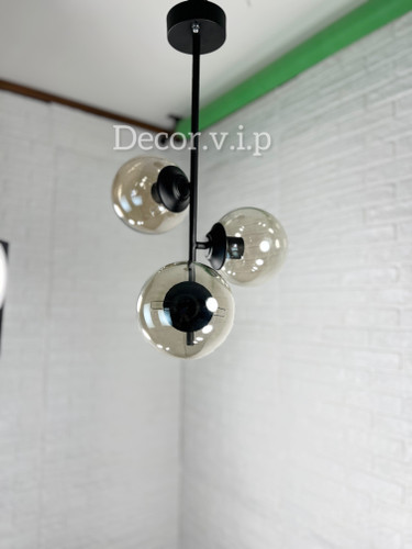 لوستر آویز سه شعله با حباب دودی